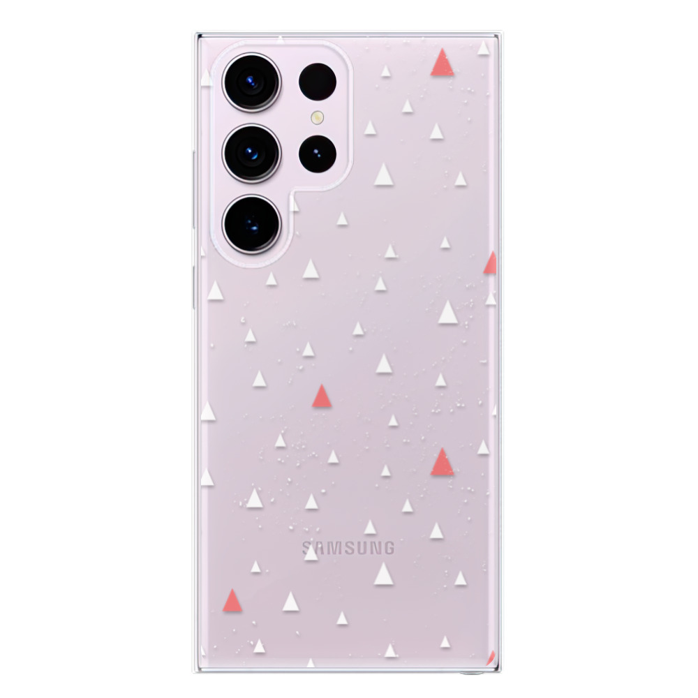 Odolné silikónové puzdro iSaprio - Abstract Triangles 02 - white - Samsung Galaxy S23 Ultra