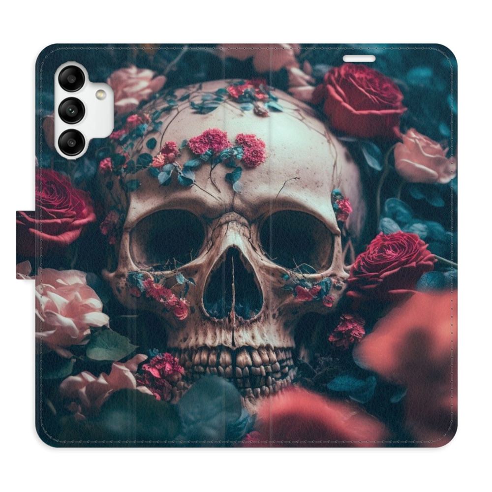 Flipové puzdro iSaprio - Skull in Roses 02 - Samsung Galaxy A04s