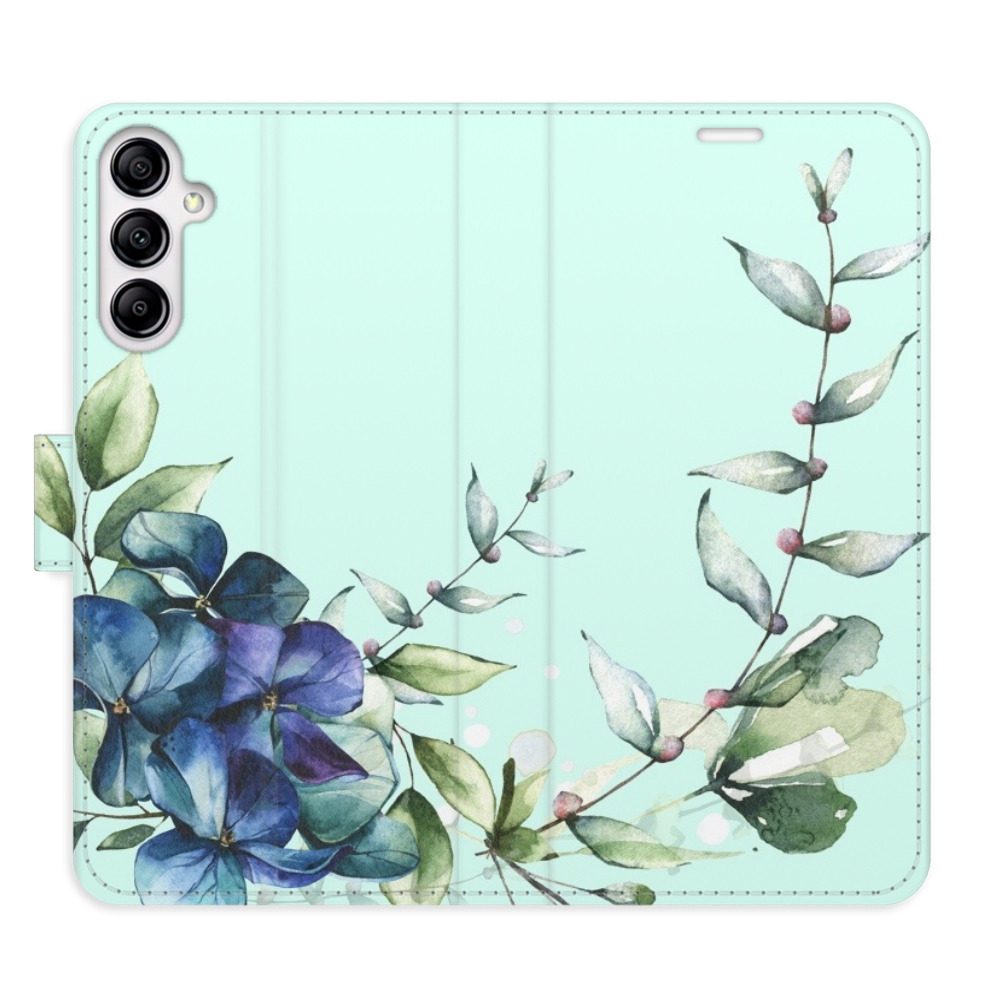 Flipové puzdro iSaprio - Blue Flowers - Samsung Galaxy A14 / A14 5G
