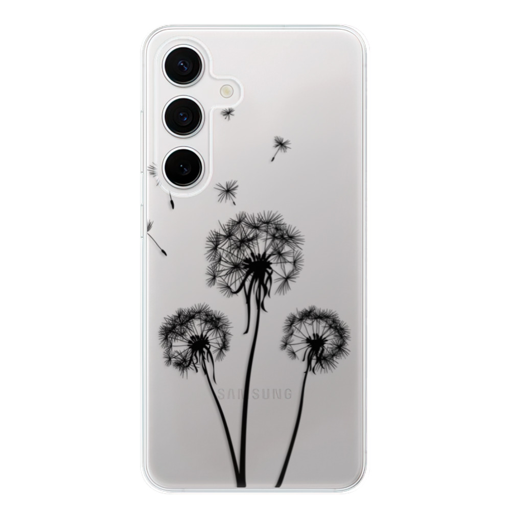 Odolné silikónové puzdro iSaprio - Three Dandelions - black - Samsung Galaxy S24