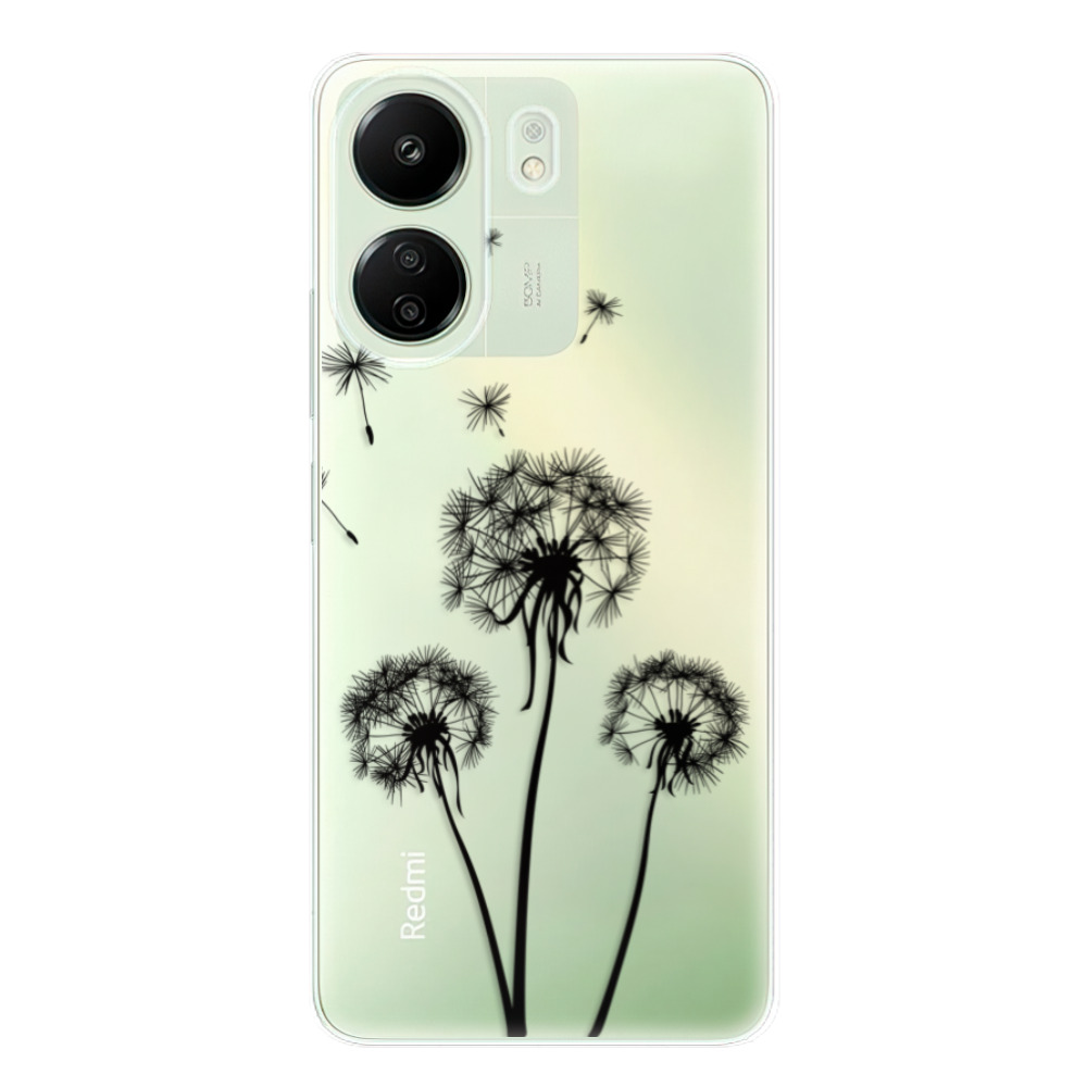 Odolné silikónové puzdro iSaprio - Three Dandelions - black - Xiaomi Redmi 13C