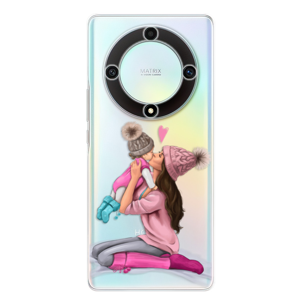 Odolné silikónové puzdro iSaprio - Kissing Mom - Brunette and Girl - Honor Magic5 Lite 5G