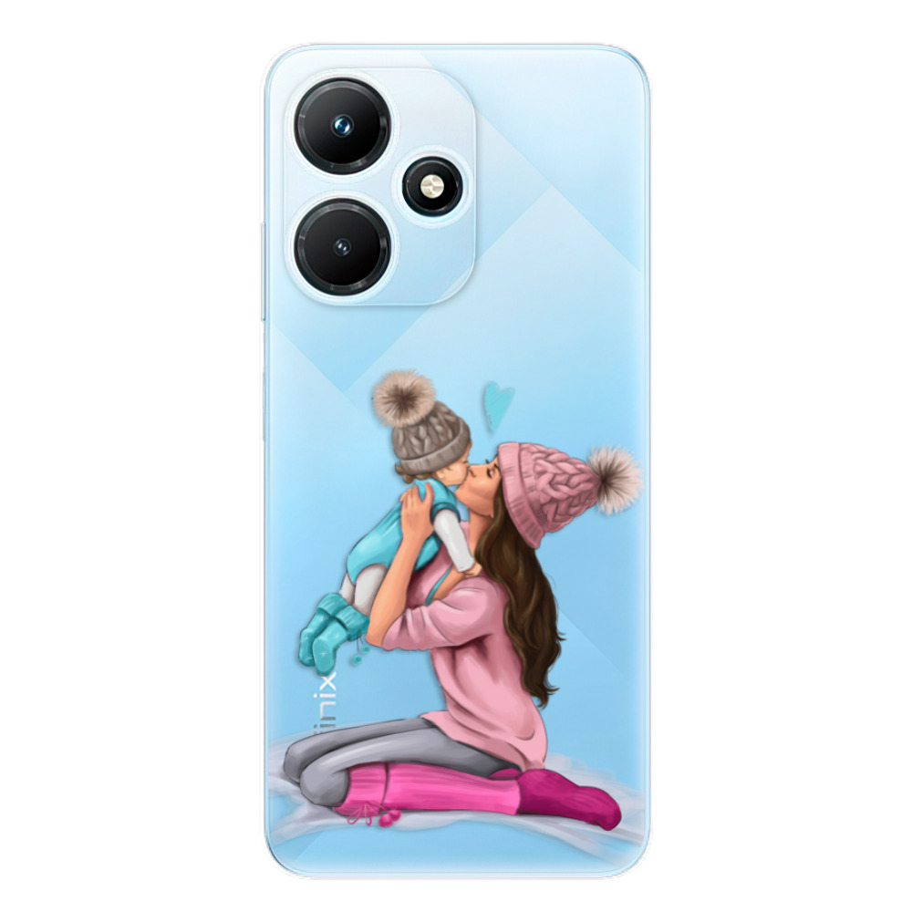 Odolné silikónové puzdro iSaprio - Kissing Mom - Brunette and Boy - Infinix Hot 30i