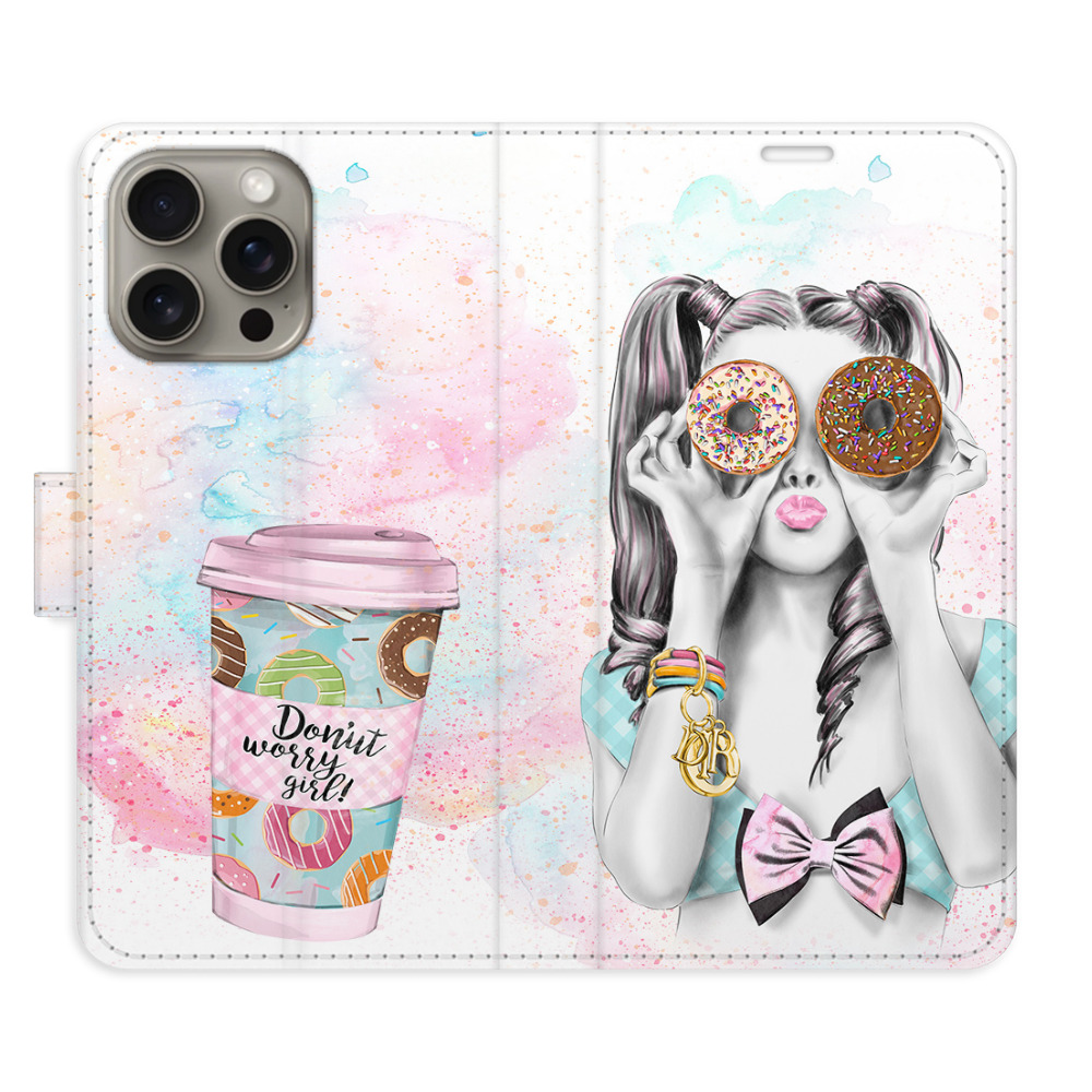 Flipové puzdro iSaprio - Donut Worry Girl - iPhone 15 Pro Max