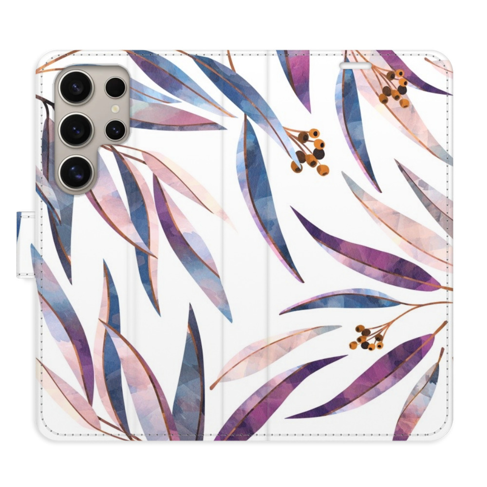 Flipové puzdro iSaprio - Ornamental Leaves - Samsung Galaxy S24 Ultra