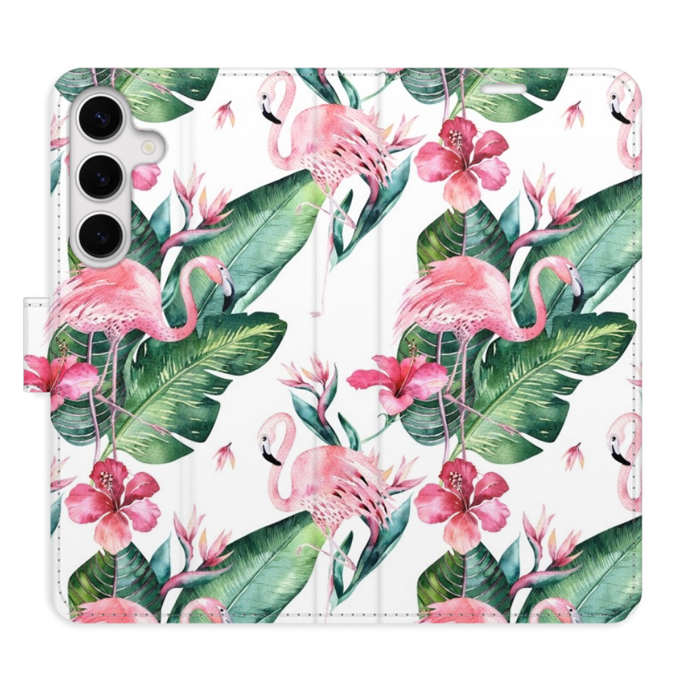 Flipové puzdro iSaprio - Flamingos Pattern - Samsung Galaxy S24+
