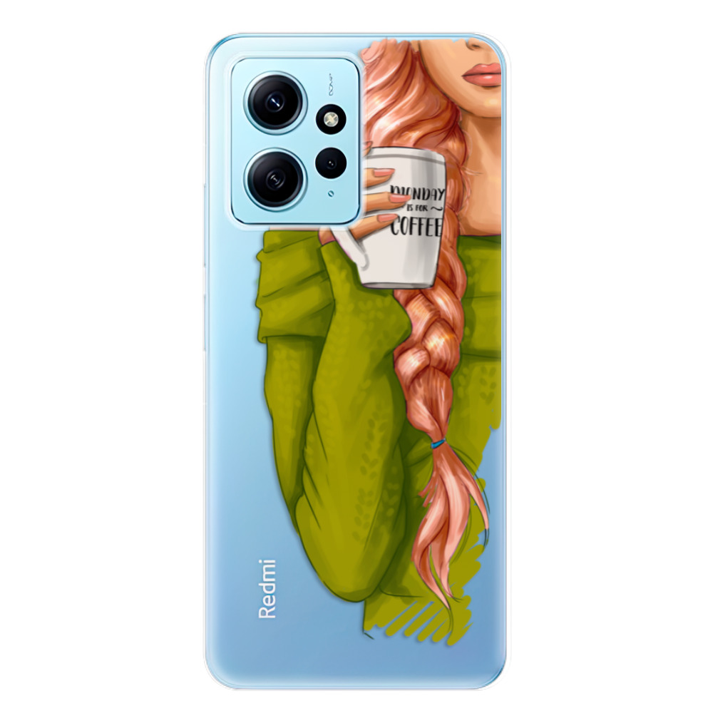 Odolné silikónové puzdro iSaprio - My Coffe and Redhead Girl - Xiaomi Redmi Note 12 5G