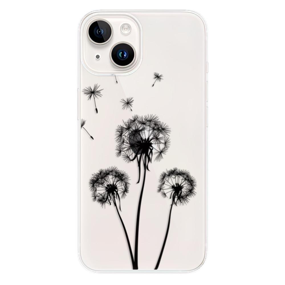 Odolné silikónové puzdro iSaprio - Three Dandelions - black - iPhone 15 Plus