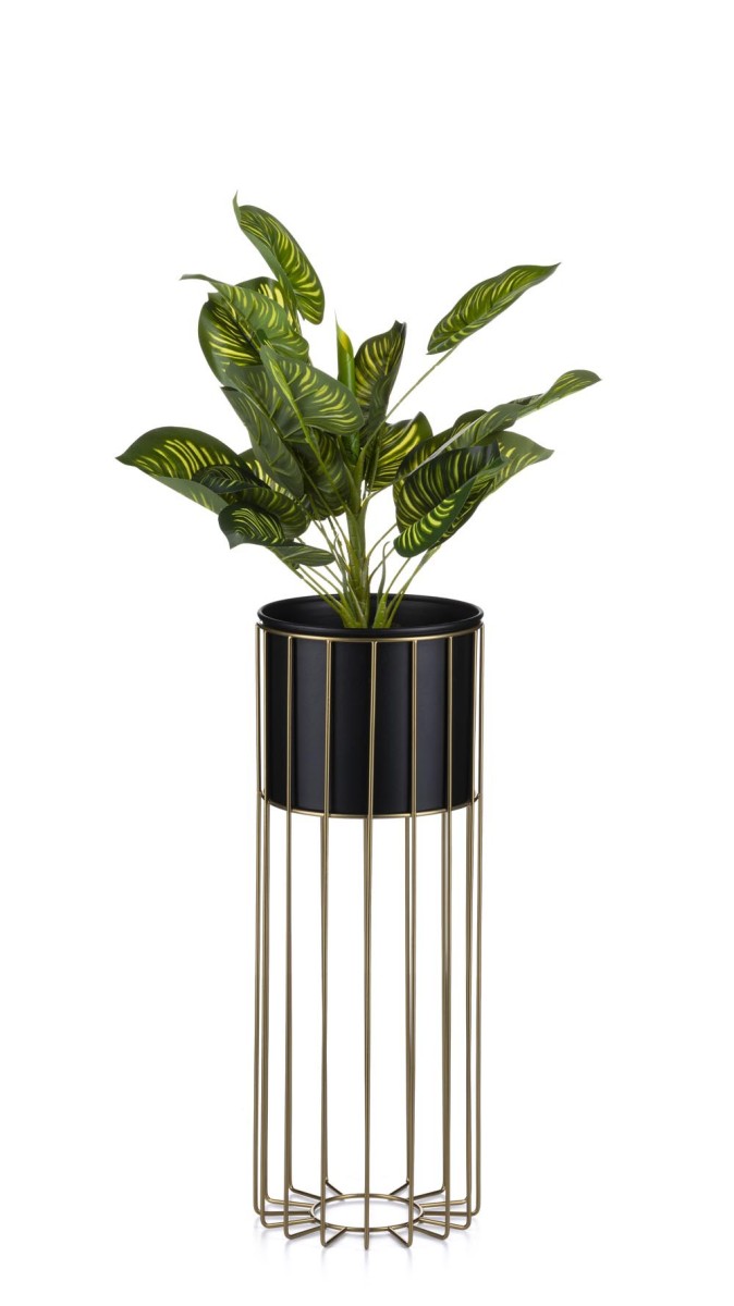 Květináč na stojanu LOFT II 55 cm černý/zlatý