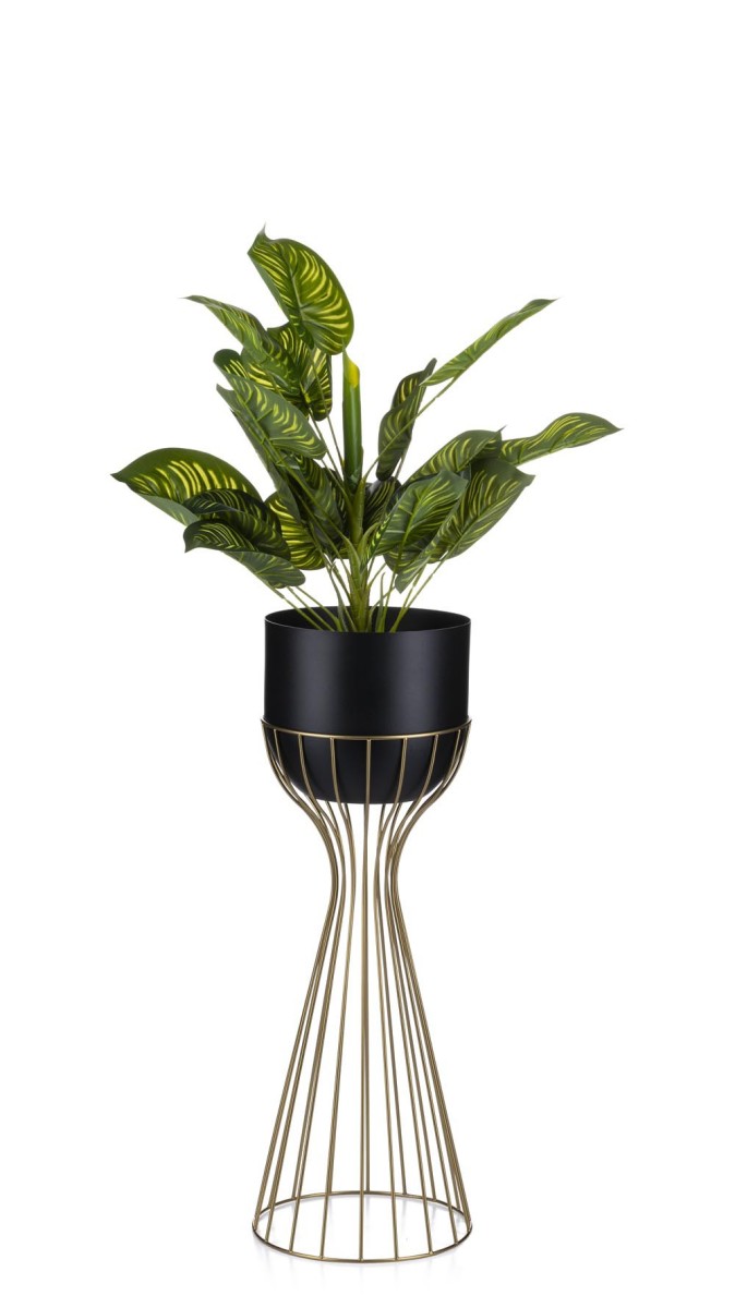 Květináč na stojanu LOFT V 56 cm zlatý/černý