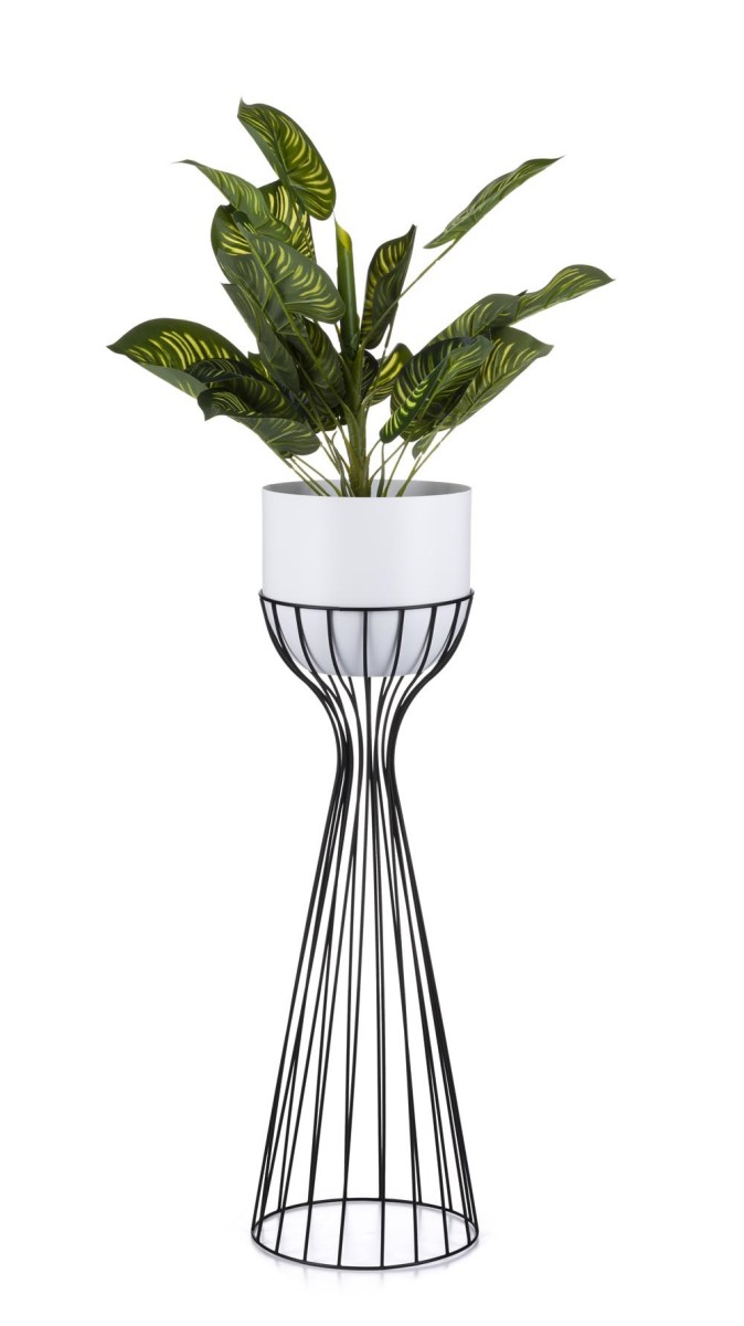 Květináč na stojanu LOFT V 68 cm černý/bílý
