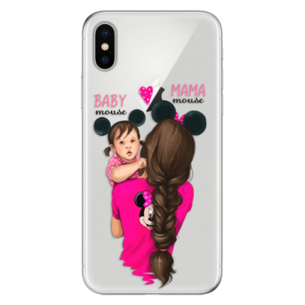 Odolné silikónové puzdro iSaprio - Mama Mouse Brunette and Girl - iPhone X