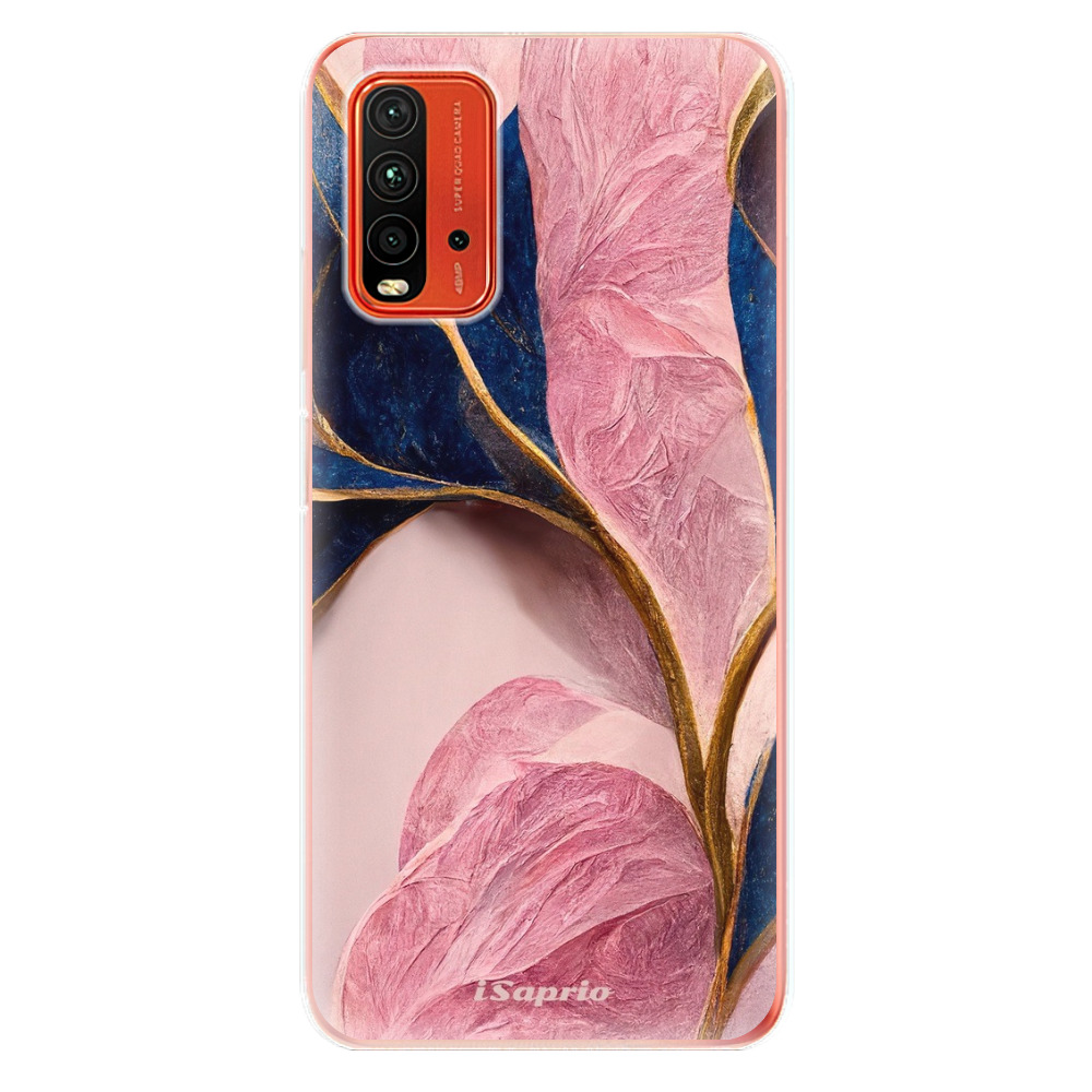 Odolné silikónové puzdro iSaprio - Pink Blue Leaves - Xiaomi Redmi 9T