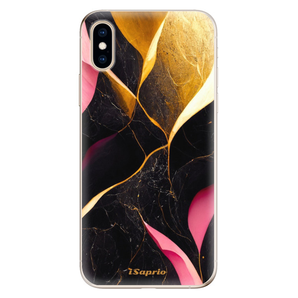 Odolné silikónové puzdro iSaprio - Gold Pink Marble - iPhone XS