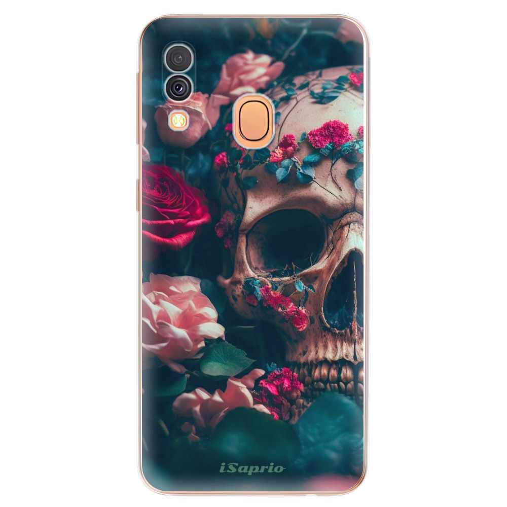Odolné silikónové puzdro iSaprio - Skull in Roses - Samsung Galaxy A40