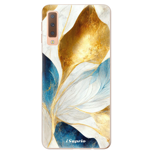Odolné silikónové puzdro iSaprio - Blue Leaves - Samsung Galaxy A7 (2018)