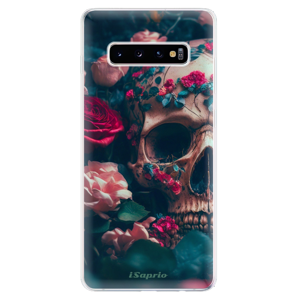 Odolné silikónové puzdro iSaprio - Skull in Roses - Samsung Galaxy S10+