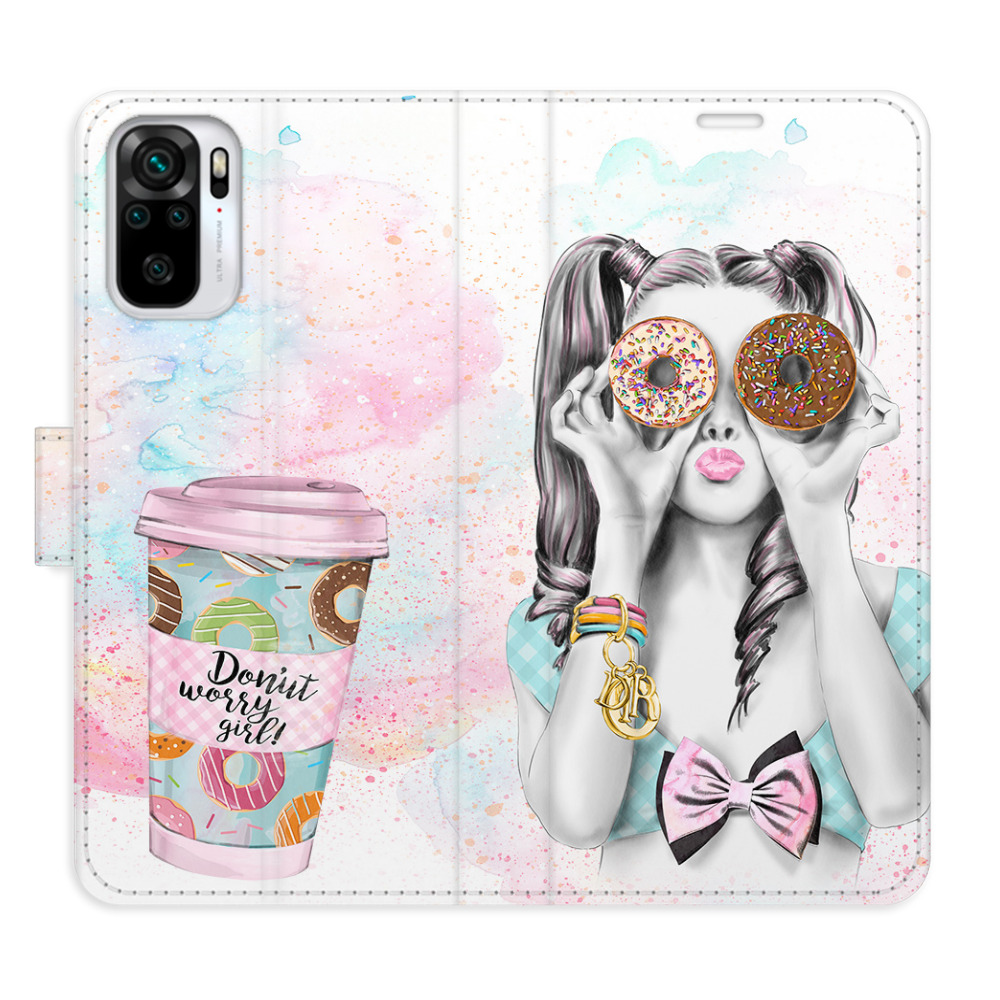 Flipové puzdro iSaprio - Donut Worry Girl - Xiaomi Redmi Note 10 / Note 10S