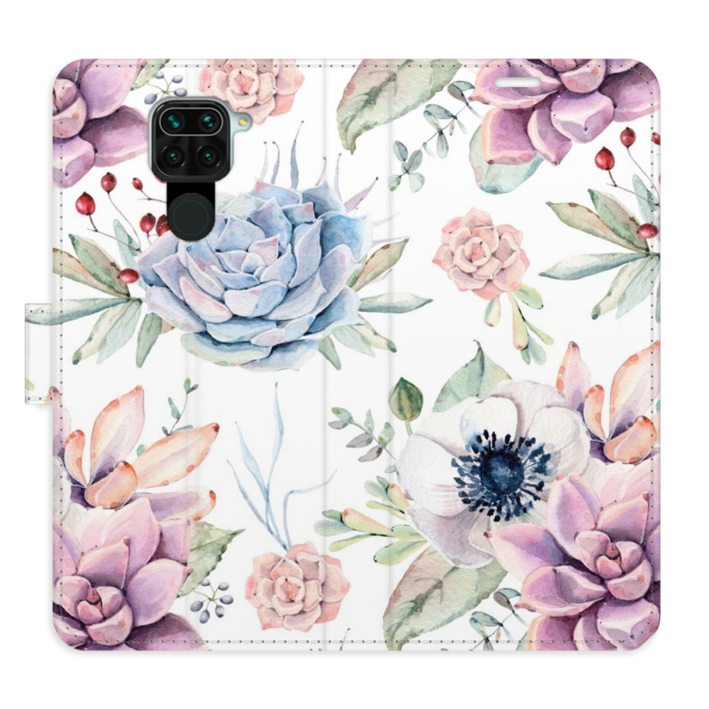 Flipové puzdro iSaprio - Succulents Pattern - Xiaomi Redmi Note 9