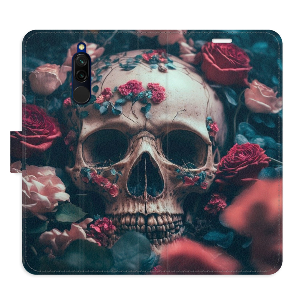 Flipové puzdro iSaprio - Skull in Roses 02 - Xiaomi Redmi 8