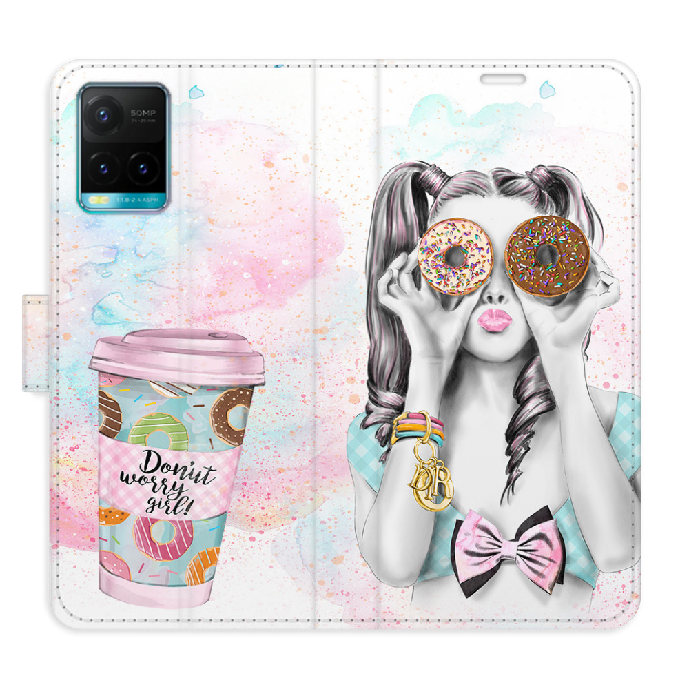 Flipové puzdro iSaprio - Donut Worry Girl - Vivo Y21 / Y21s / Y33s
