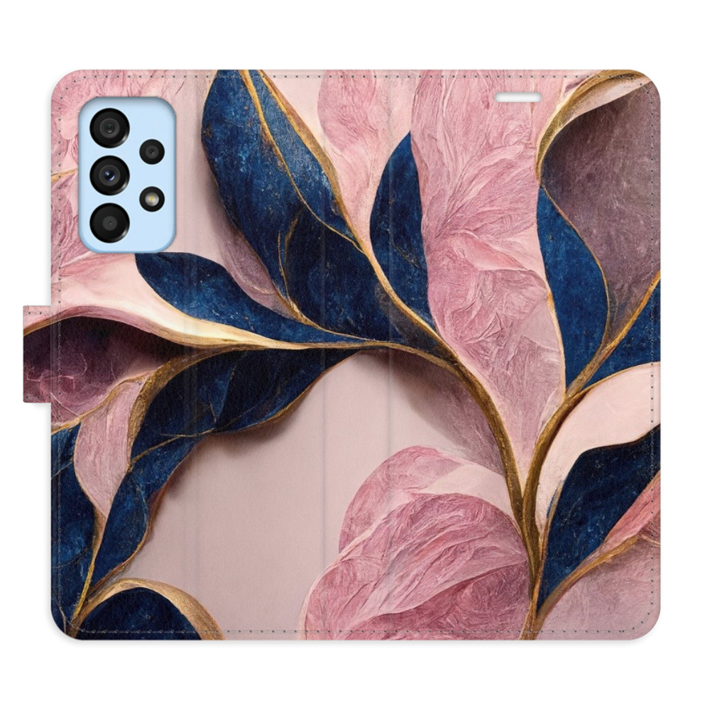 Flipové puzdro iSaprio - Pink Leaves - Samsung Galaxy A53 5G