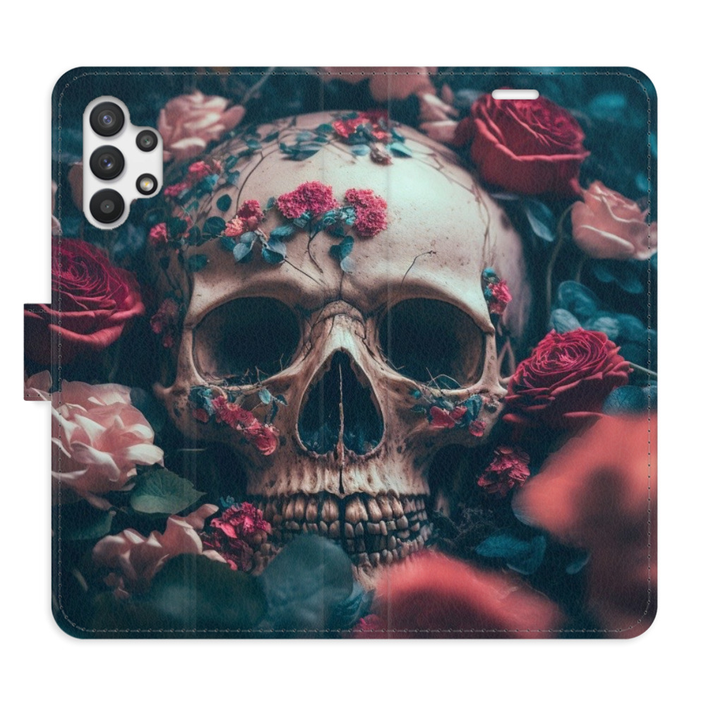 Flipové puzdro iSaprio - Skull in Roses 02 - Samsung Galaxy A32