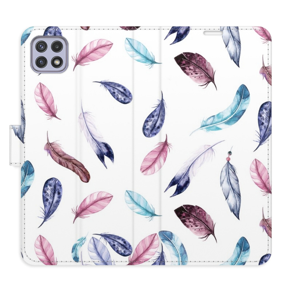 Flipové puzdro iSaprio - Colorful Feathers - Samsung Galaxy A22 5G