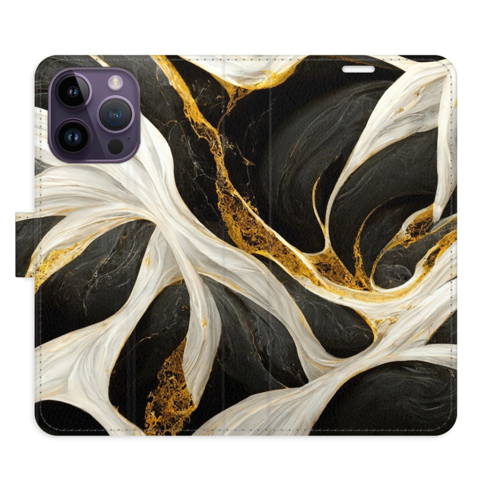 Flipové puzdro iSaprio - BlackGold Marble - iPhone 14 Pro Max