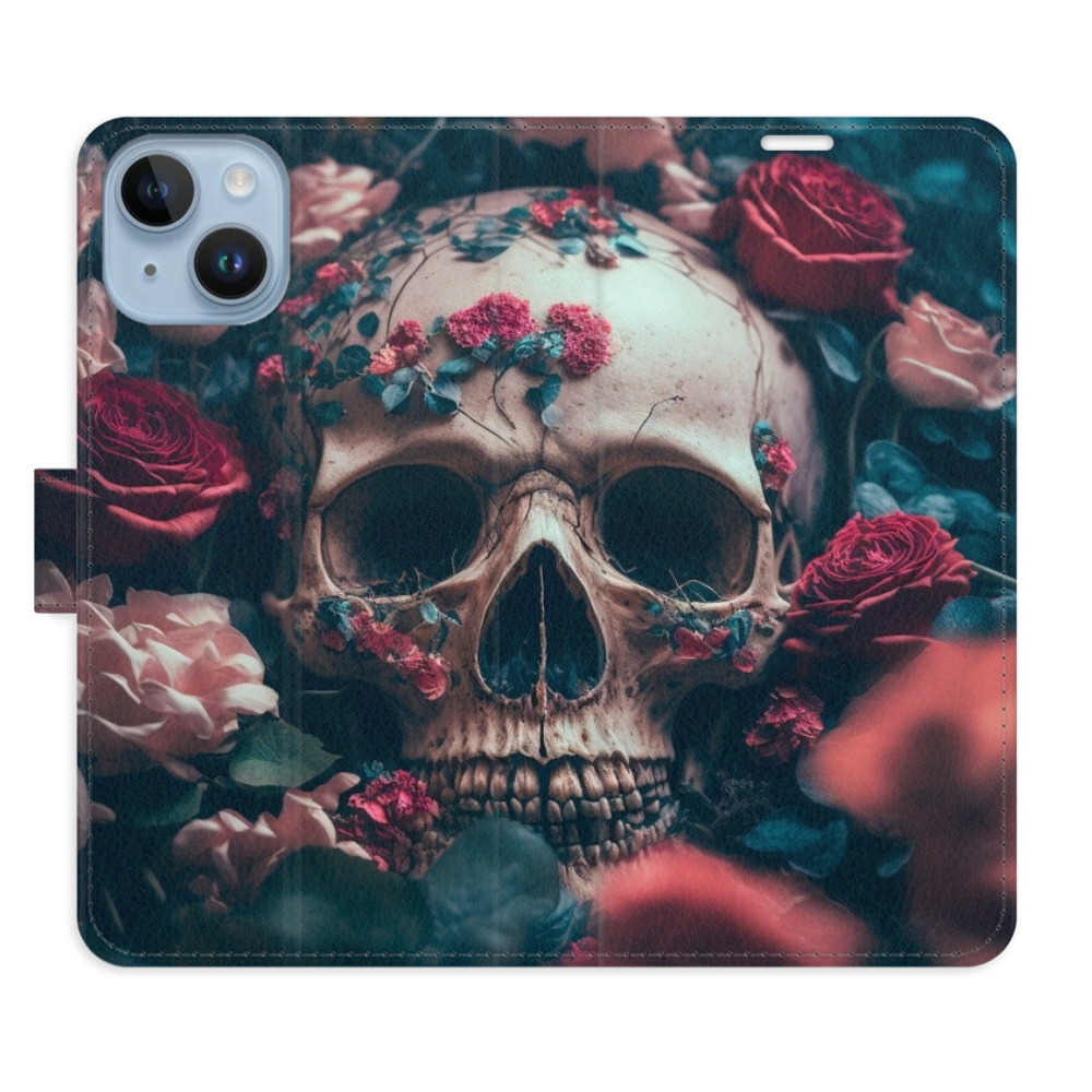 Flipové puzdro iSaprio - Skull in Roses 02 - iPhone 14