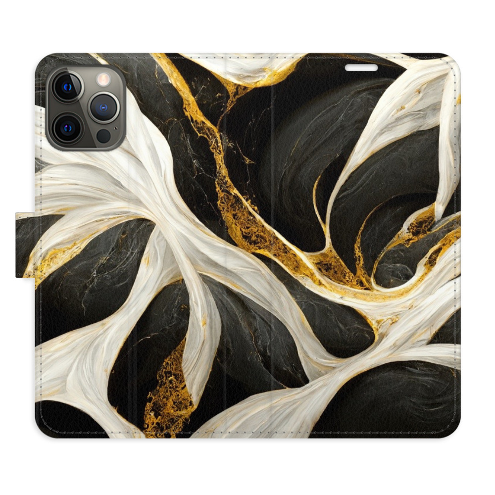 Flipové puzdro iSaprio - BlackGold Marble - iPhone 12/12 Pro