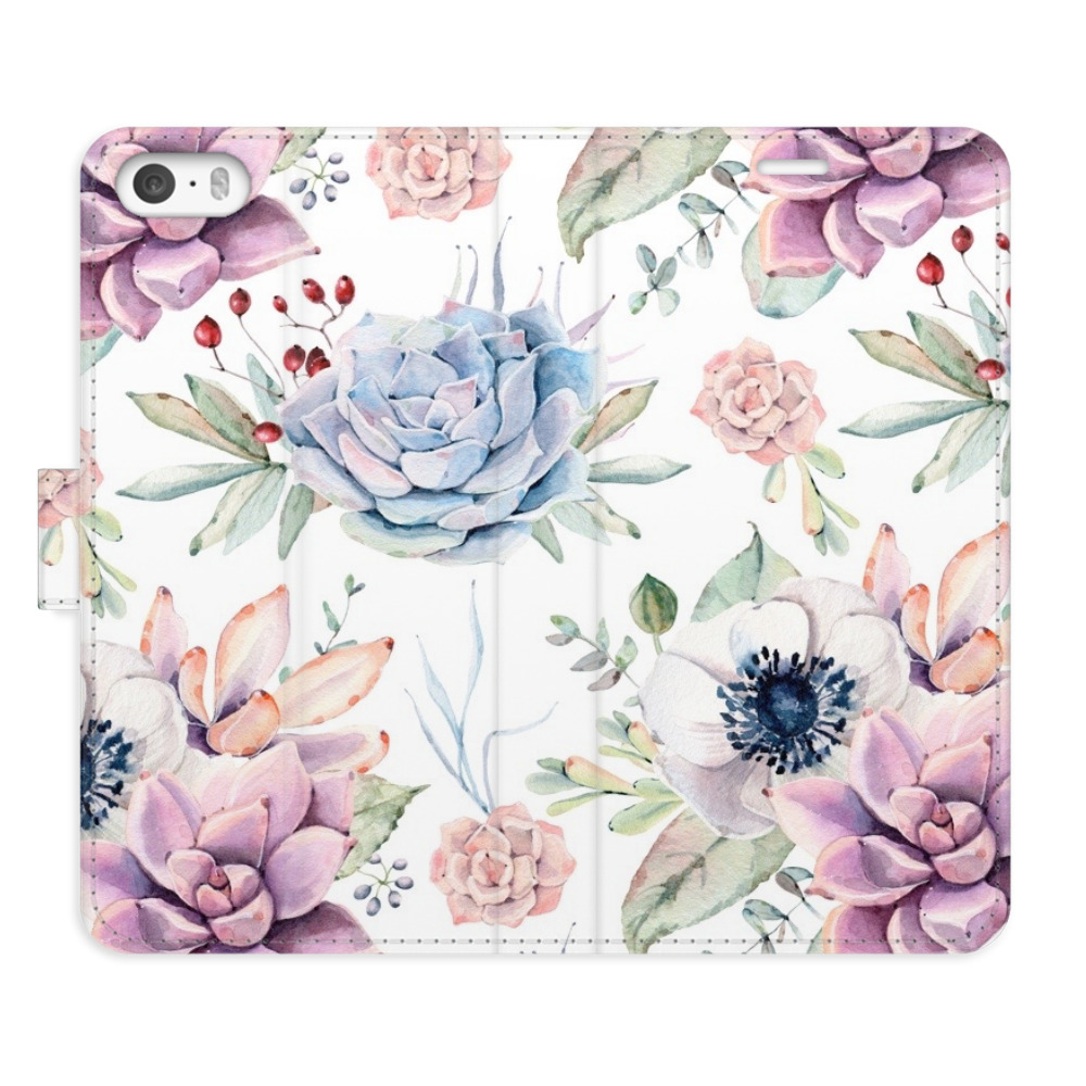 Flipové puzdro iSaprio - Succulents Pattern - iPhone 5/5S/SE