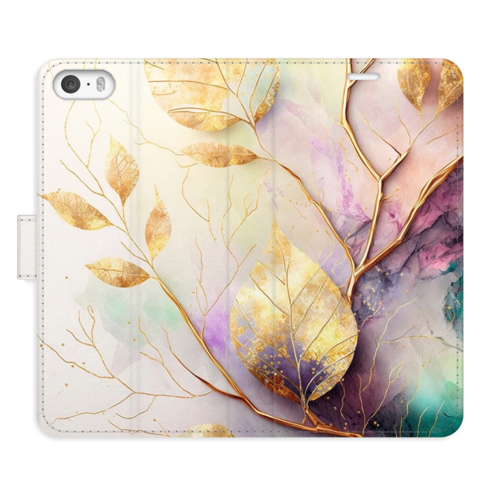 Flipové puzdro iSaprio - Gold Leaves 02 - iPhone 5/5S/SE