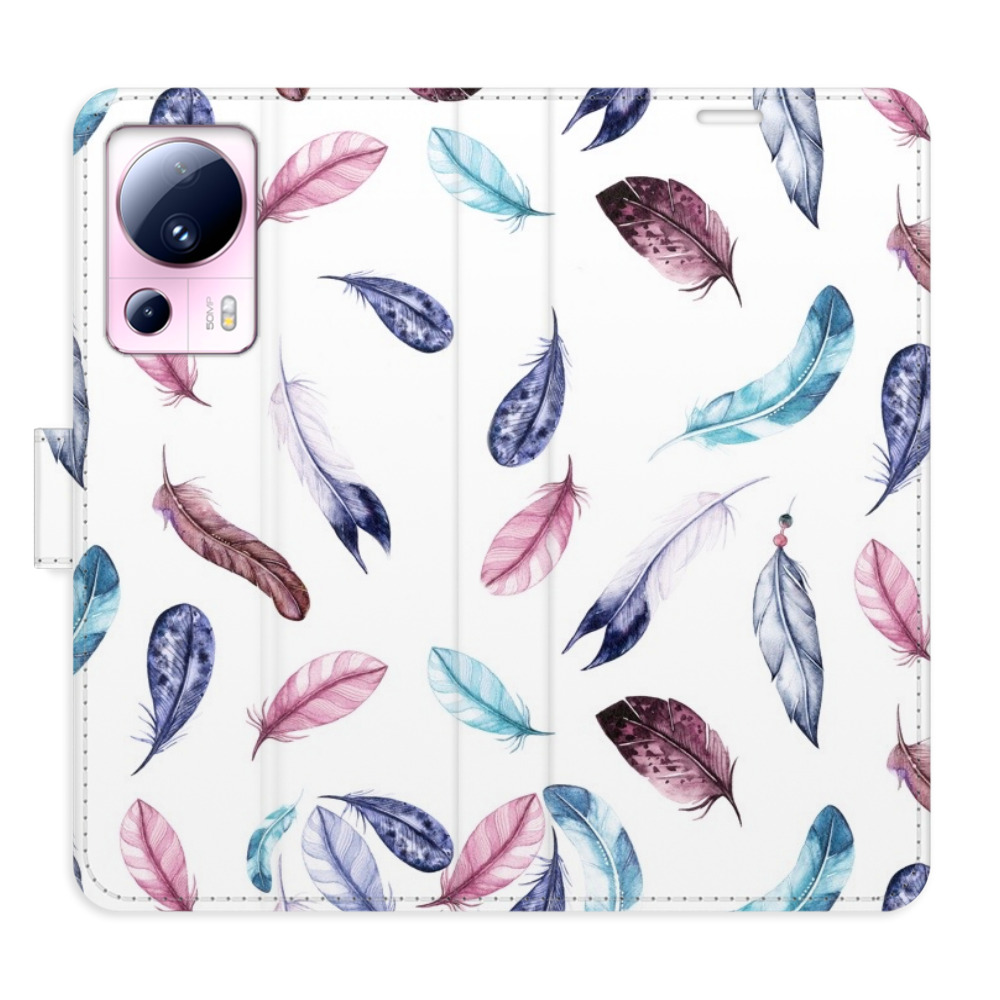 Flipové puzdro iSaprio - Colorful Feathers - Xiaomi 13 Lite