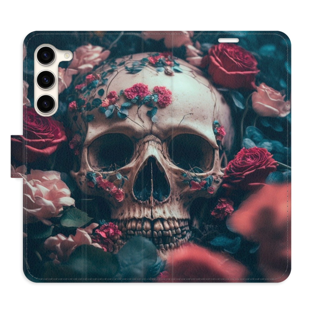 Flipové puzdro iSaprio - Skull in Roses 02 - Samsung Galaxy S23+ 5G