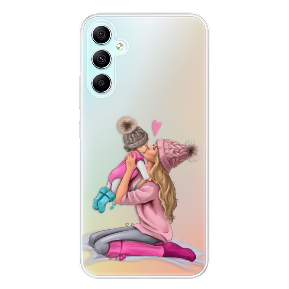 Odolné silikónové puzdro iSaprio - Kissing Mom - Blond and Girl - Samsung Galaxy A34 5G