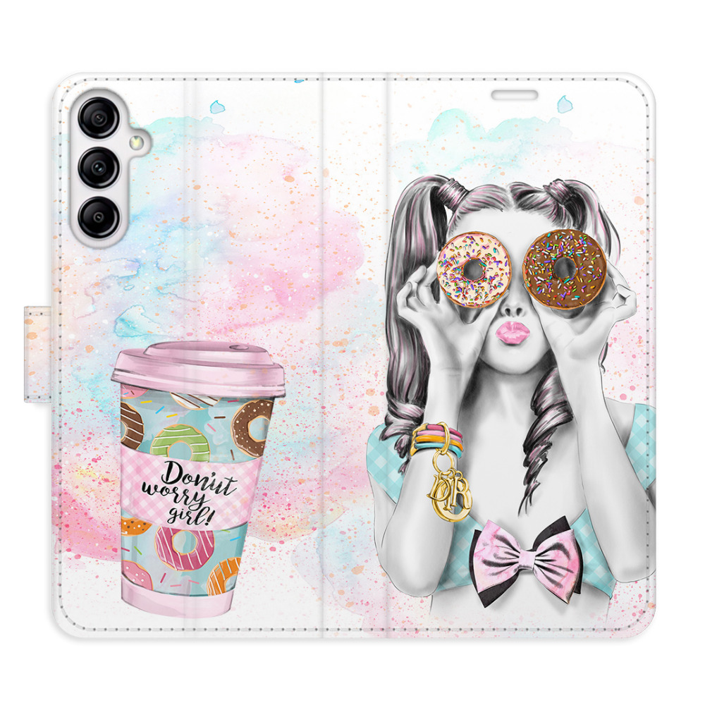 Flipové puzdro iSaprio - Donut Worry Girl - Samsung Galaxy A14 / A14 5G