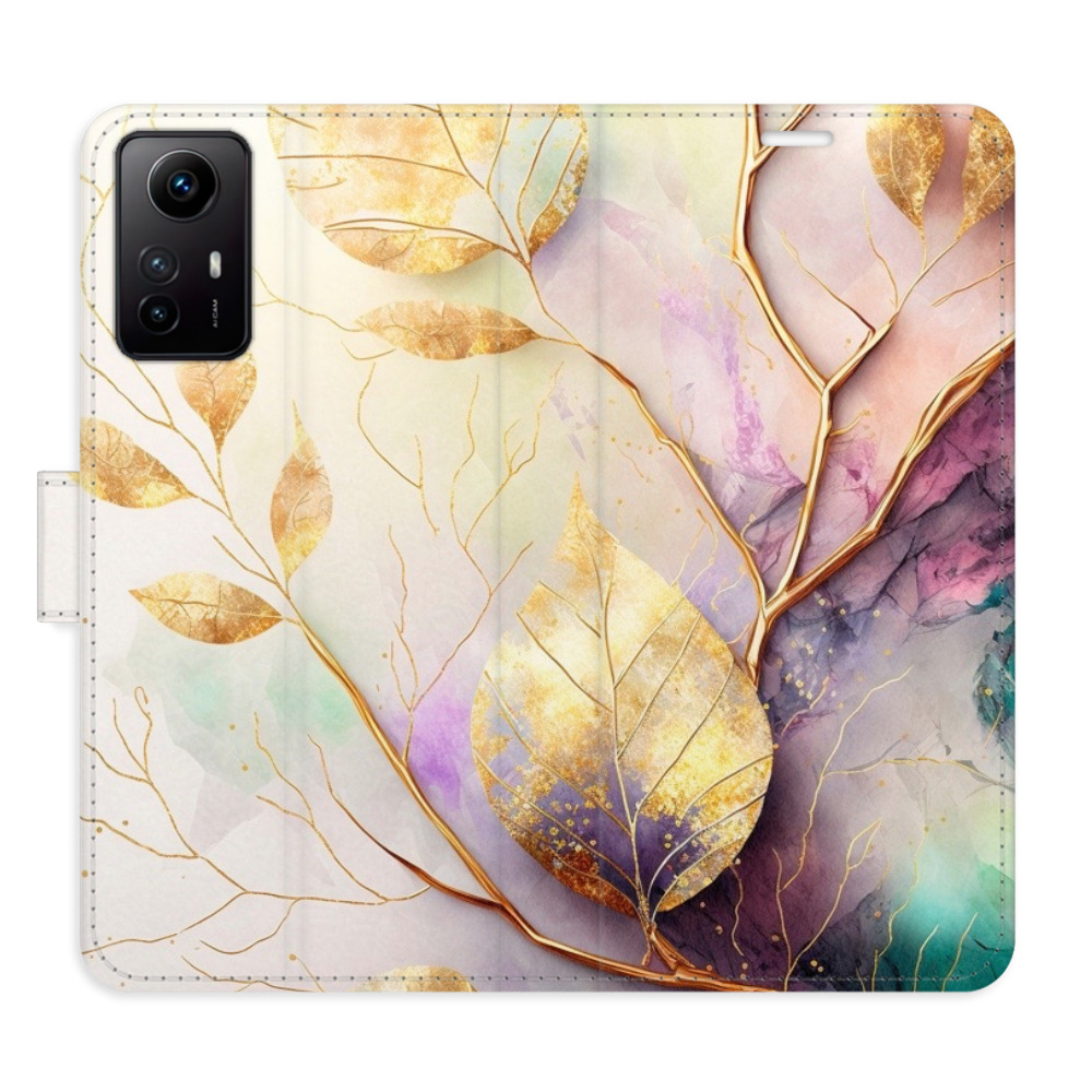 Flipové puzdro iSaprio - Gold Leaves 02 - Xiaomi Redmi Note 12S