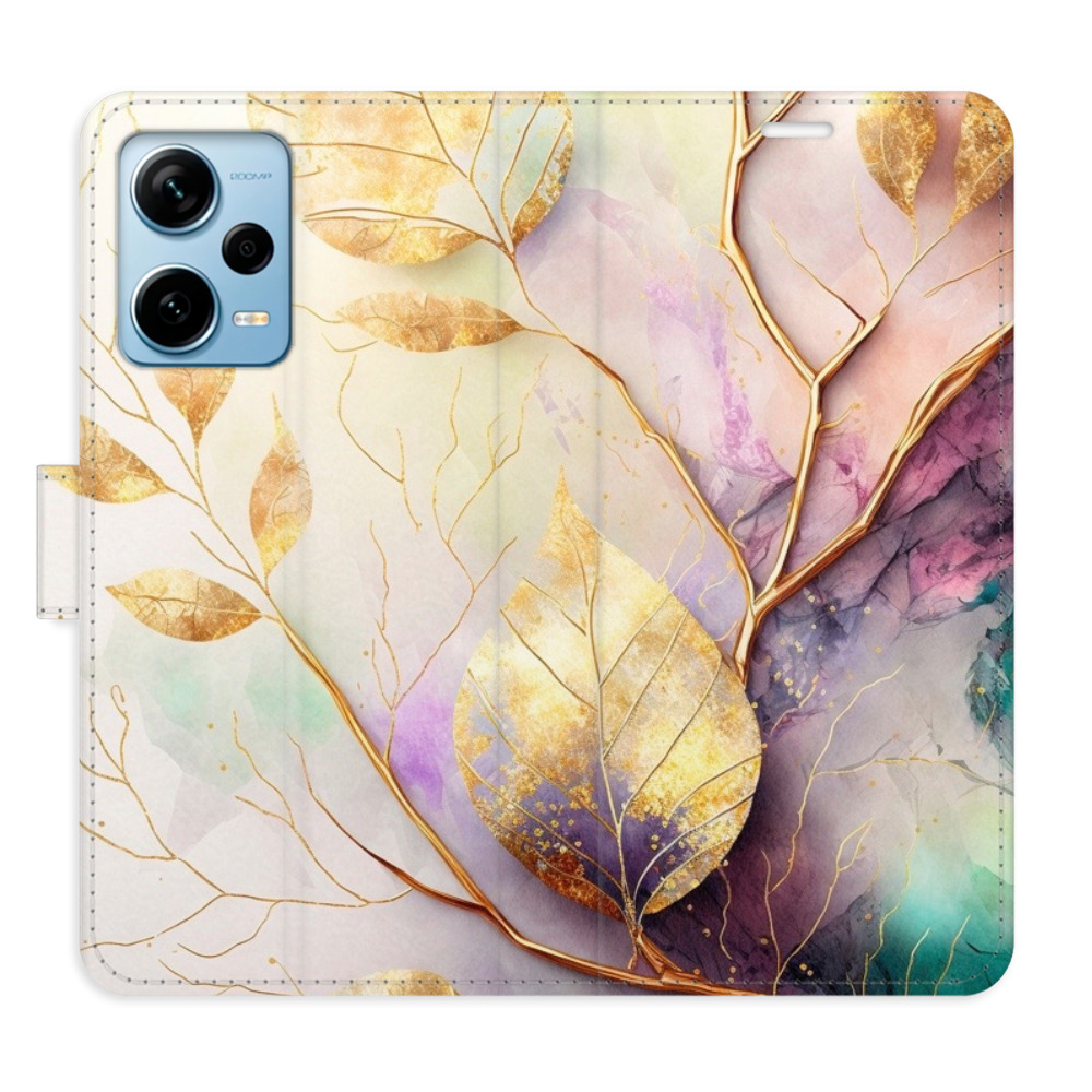 Flipové puzdro iSaprio - Gold Leaves 02 - Xiaomi Redmi Note 12 Pro+ 5G