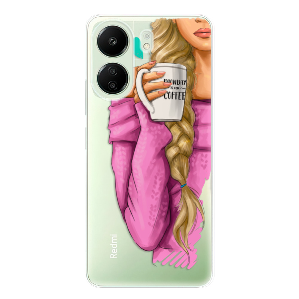 Odolné silikónové puzdro iSaprio - My Coffe and Blond Girl - Xiaomi Redmi 13C