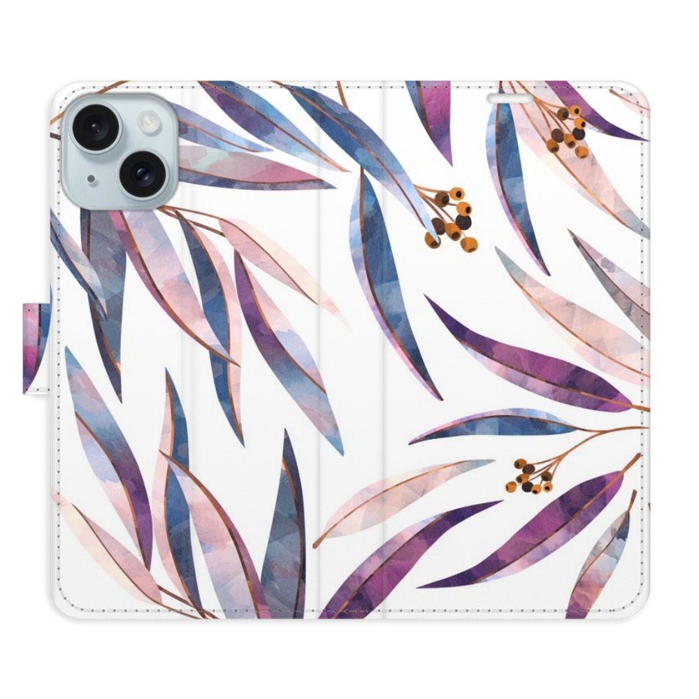 Flipové puzdro iSaprio - Ornamental Leaves - iPhone 15 Plus