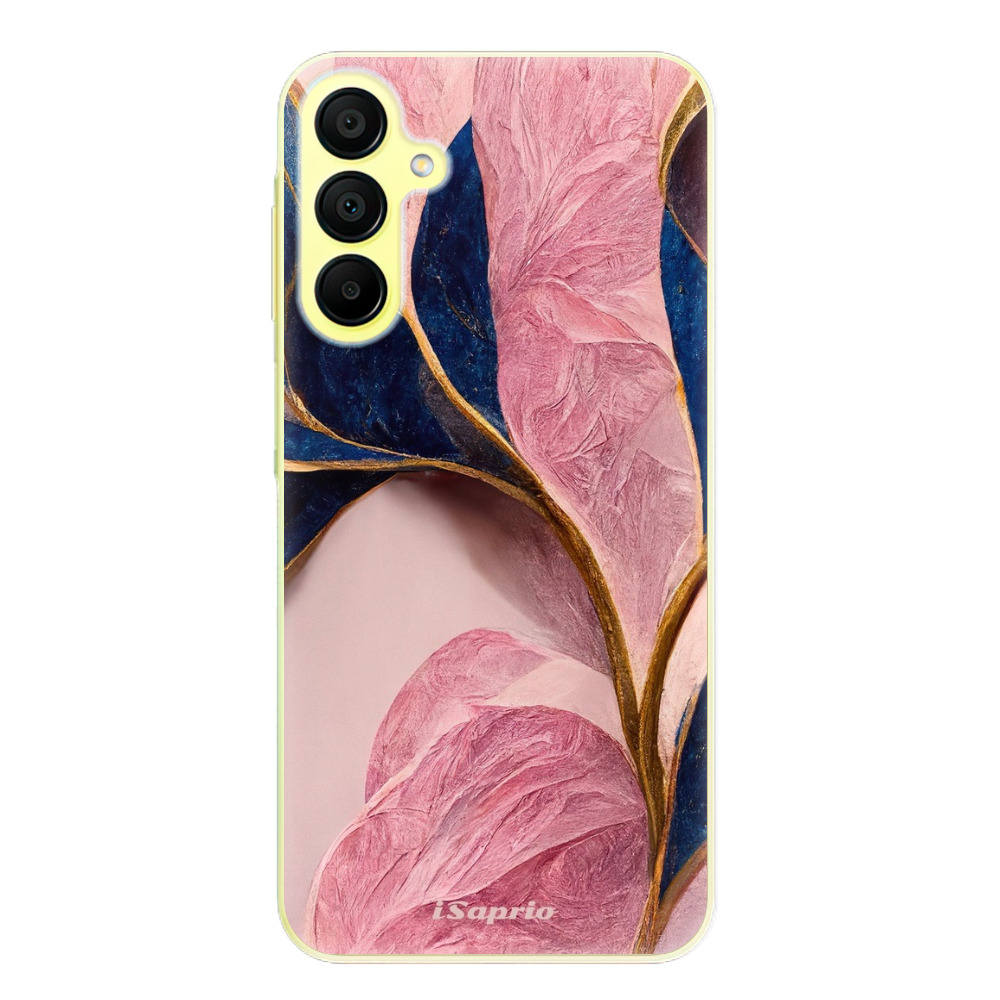 Odolné silikónové puzdro iSaprio - Pink Blue Leaves - Samsung Galaxy A15 / A15 5G