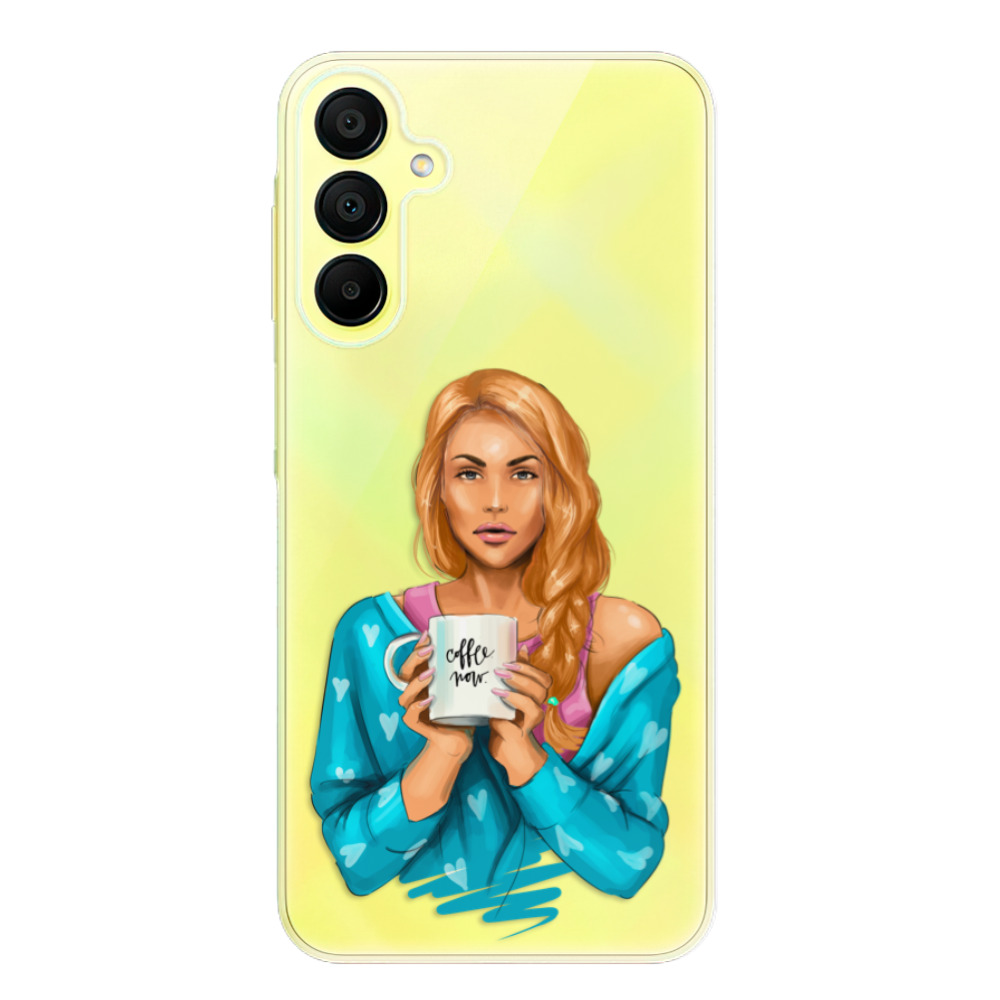 Odolné silikónové puzdro iSaprio - Coffe Now - Redhead - Samsung Galaxy A15 / A15 5G