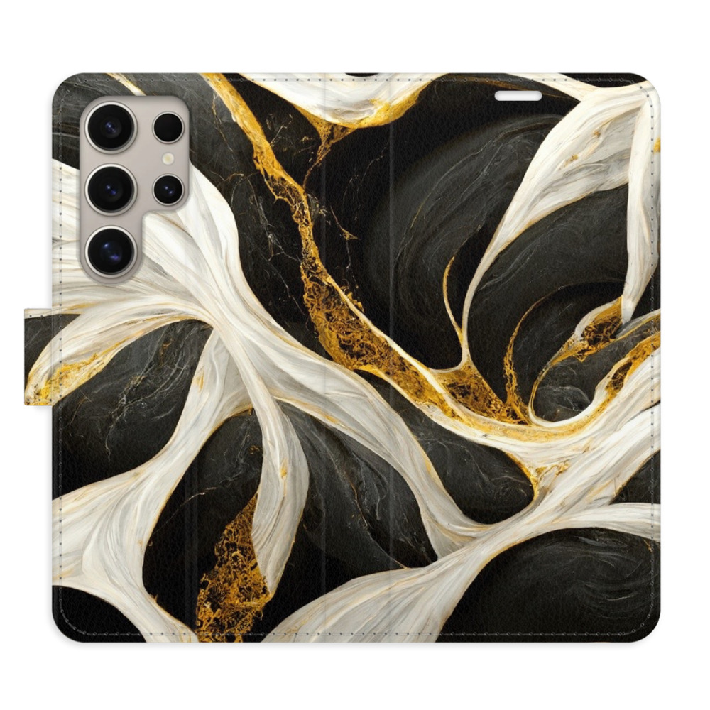 Flipové puzdro iSaprio - BlackGold Marble - Samsung Galaxy S24 Ultra