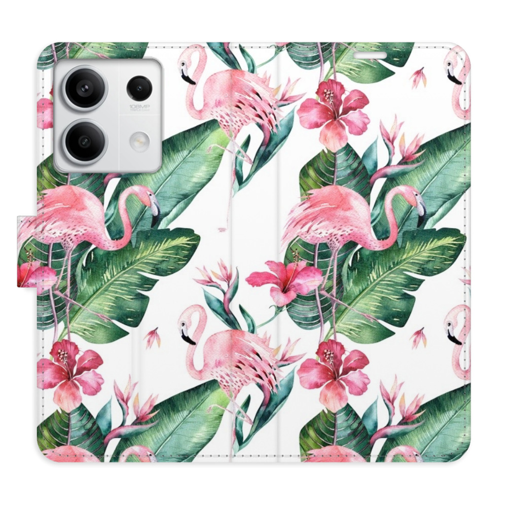 Flipové puzdro iSaprio - Flamingos Pattern - Xiaomi Redmi Note 13 5G