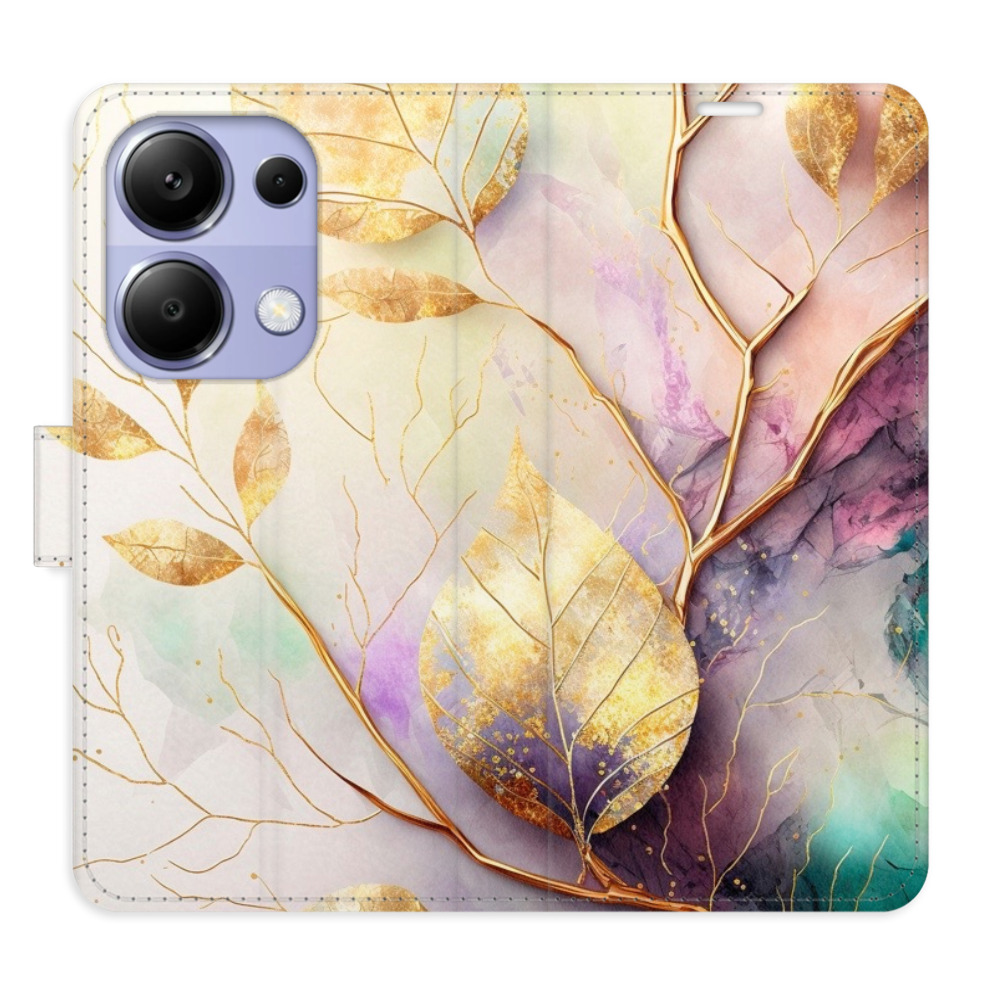 Flipové puzdro iSaprio - Gold Leaves 02 - Xiaomi Redmi Note 13 Pro