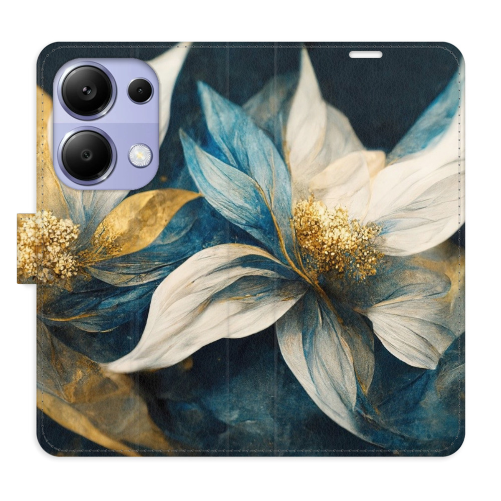 Flipové puzdro iSaprio - Gold Flowers - Xiaomi Redmi Note 13 Pro