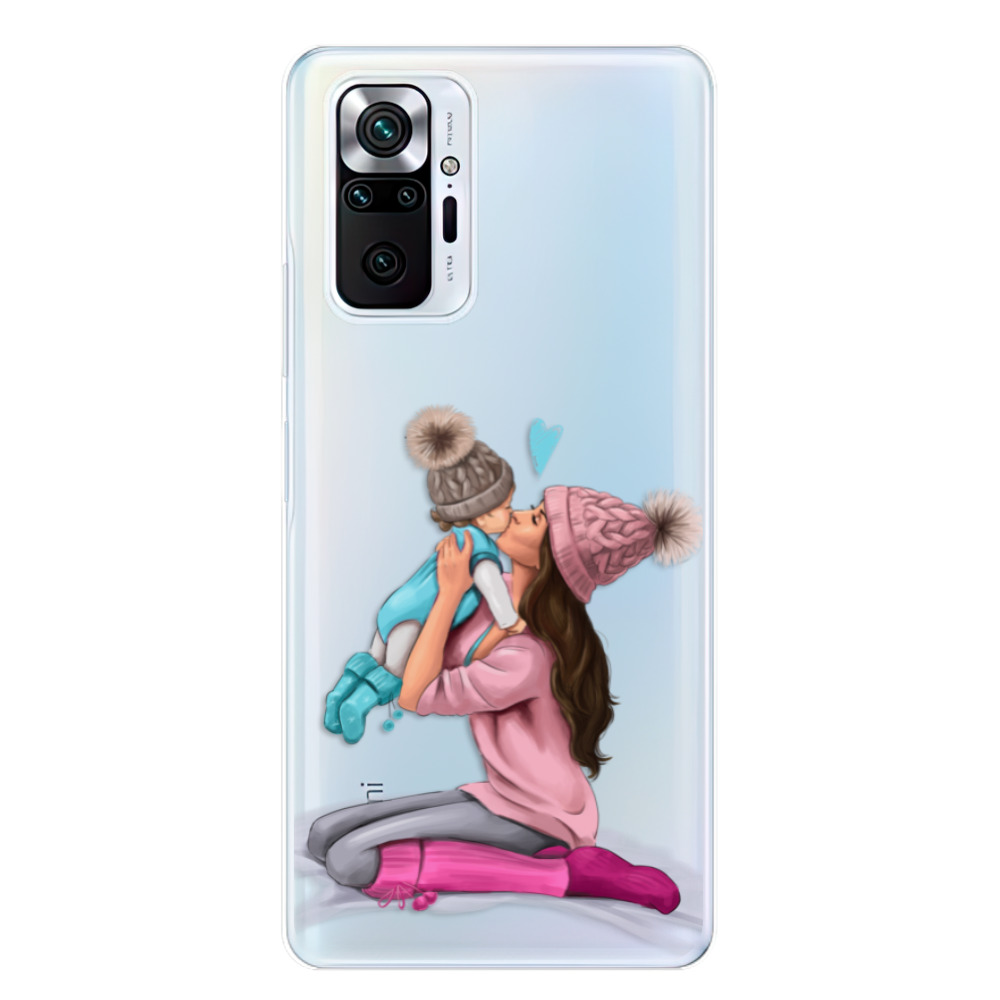 Odolné silikónové puzdro iSaprio - Kissing Mom - Brunette and Boy - Xiaomi Redmi Note 10 Pro