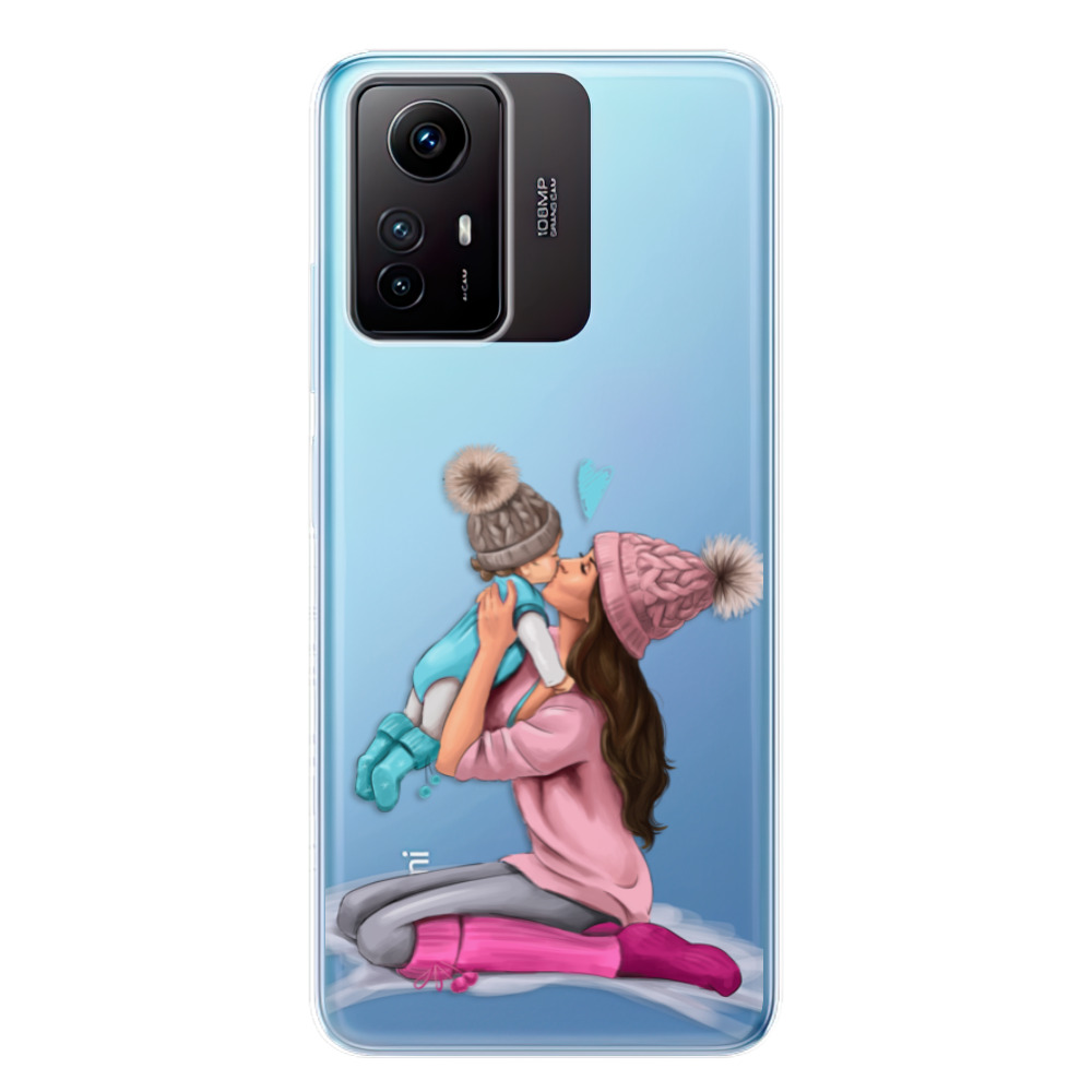 Odolné silikónové puzdro iSaprio - Kissing Mom - Brunette and Boy - Xiaomi Redmi Note 12S