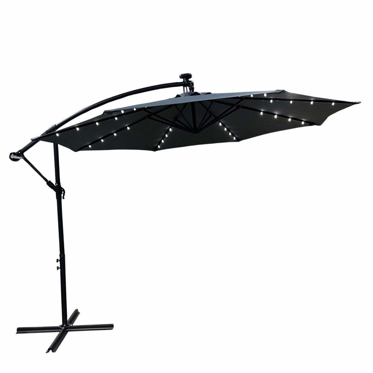 Zahradní slunečník MILIN s LED osvětlením 300 cm tmavě šedý